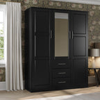 Palace Imports 100% Massivholz Cosmo Kleiderschrank mit 3 Türen mit Massivholz- oder Spiegeltüren