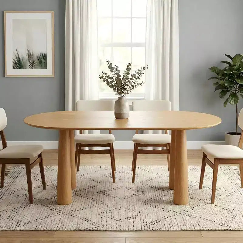 Dovelina 67 Ovaler Esstisch aus Holz mit 4 Beinen Moderner Küchentisch für 6 Personen