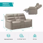 Beige/Graues 2-Sitzer Sofa mit Relaxfunktion aus Tech-Stoff, verstellbare Rückenlehne & Fußstütze