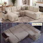 Dyonery 112 Modulares Schlafsofa mit Ausziehfunktion, U-förmiges Schnittsofa mit Stauraum, extra breite und tiefe Sitzflächen für das Wohnzimmer