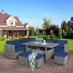 Costway 7-teiliges Terrassen-Essgruppe Rattan-Sofa Couch Ottomane – Details ansehen