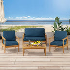 Willowbrook Outdoor Akazienholz 4-Sitzer Lounge-Set von Christopher Knight Home