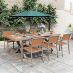 Modernes 7-teiliges Outdoor-Essgruppe mit sechs Stühlen und einem ausziehbaren Tisch für die Terrasse