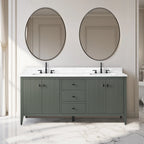 Vanity Art 72 Zoll Badezimmer-Waschtischunterschrank mit Doppelwaschbecken und Kunstmarmorplatte