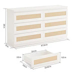 Rattan-Kommode für Schlafzimmer mit 6 Schubladen, 47" moderne Farmhouse breite Kommode, Holz-Aufbewahrungsschrank-Organizer für Kleiderschrank, Wohnzimmer, Flur