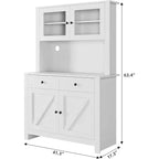 Küchenschrank mit Mikrowellenständer, Vitrinenschrank mit Anrichte und verstellbaren Einlegeböden, für Küche, Esszimmer