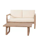Akazienholz-Gartenmöbel-Set, Outdoor-Sitzgruppe mit Couchtisch und weichen Kissen für Garten, Veranda und Balkon, Beige - Merax