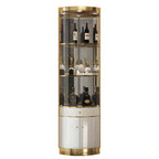 Glam Glossy Glas Gold Metall Abgerundete Display-Eckvitrine