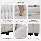 61.6 Modernes Chenille-Schlafsofa mit USB-Anschlüssen, Becherhaltern und verstellbarer Rückenlehne für Wohnzimmer, Apartment