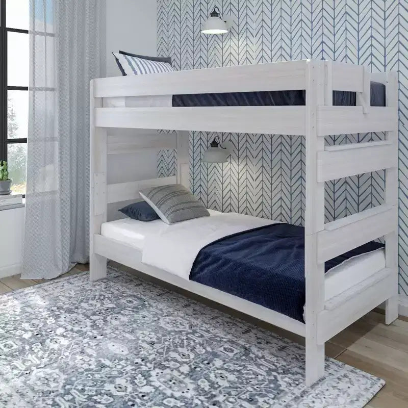Plank+Beam Massivholz-Bauernhaus-Etagenbett (Einzelbett über Einzelbett) für Erwachsene