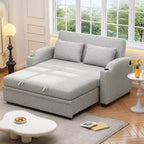 61.6 Modernes Chenille-Schlafsofa mit USB-Anschlüssen, Becherhaltern und verstellbarer Rückenlehne für Wohnzimmer, Apartment