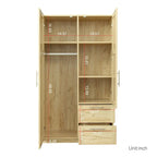 Weißer Kleiderschrank mit Türen, Schubladen und Kleiderstange