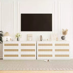 Rattan-Kommode für Schlafzimmer mit 6 Schubladen, 47" moderne Farmhouse breite Kommode, Holz-Aufbewahrungsschrank-Organizer für Kleiderschrank, Wohnzimmer, Flur