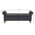 Sitzbank für Schlafzimmer, am Fußende des Bettes, mit gerollten Armlehnen, Samt-Ottomane, lange Bank