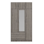 3-türiger Spiegelkleiderschrank mit 2 Schubladen und Aufsatzschrank
