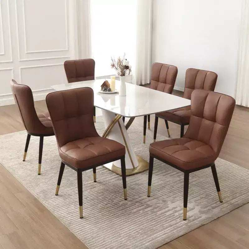 Bekrvio Esszimmerstühle 6er-Set, moderne gepolsterte Kunstledersitze mit hoher Rückenlehne, Metallbeine, armlose Küchenstühle für Wohn- und Esszimmer