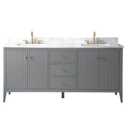 Vanity Art 72 Zoll Badezimmer-Waschtischunterschrank mit Doppelwaschbecken und Kunstmarmorplatte