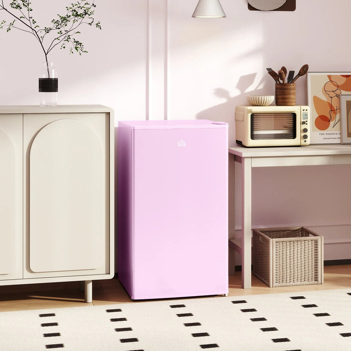 HOMCOM 90L Mini-Kühlschrank mit Gefrierfach, Kompakter Kühlschrank mit einer Tür und einstellbarem Thermostat für Schlafzimmer