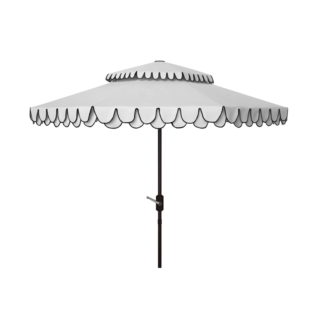 SAFAVIEH Outdoor Kjerstin Volant-Sonnenschirm, 2,7 m, Doppelkuppel