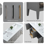 Vanity Art 72 Zoll Badezimmer-Waschtischunterschrank mit Doppelwaschbecken und Kunstmarmorplatte