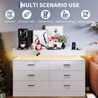 Moderner TV-Schrank mit 6 Schubladen & LED-Beleuchtung, schwebende Arbeitsplatte als Kaffeebar für Wohnzimmer Entertainment Center