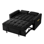 4-in-1 Loveseat Schlafsofa mit Armlehnen & Aufbewahrungstaschen, Multifunktionales getuftetes Ausziehsofa mit verstellbarer Rückenlehne
