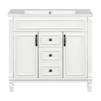 Moderner 36'' Badschrank mit Aufsatzwaschbecken und Spiegelschrank, 2 Türen und 2 Schubladen
