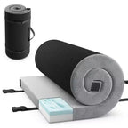 Costway Memory Foam Campingmatratze mit rutschfester Unterseite, Reisetasche für Outdoor-Schlaf Grau/Blau