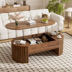 47.2 Couchtisch mit Hebeplatte und verstecktem Fach, oval, braun