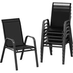 Terrassenstühle, stapelbare Outdoor-Esszimmerstühle, 4er-/6er-Set, wetterfeste, leichte Textilene-Outdoor-Stühle mit Armlehnen für Garten und Pool