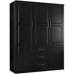 Palace Imports 100% Massivholz Cosmo Kleiderschrank mit 3 Türen mit Massivholz- oder Spiegeltüren