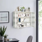 Okak Moderner 2-türiger Wandschrank mit 3-stufigem Stauraum und Glastüren für Flur/Esszimmer/Wohnzimmer/Küche