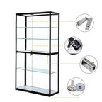 Zeitgenössische rechteckige Vitrine aus schwarzem Glas