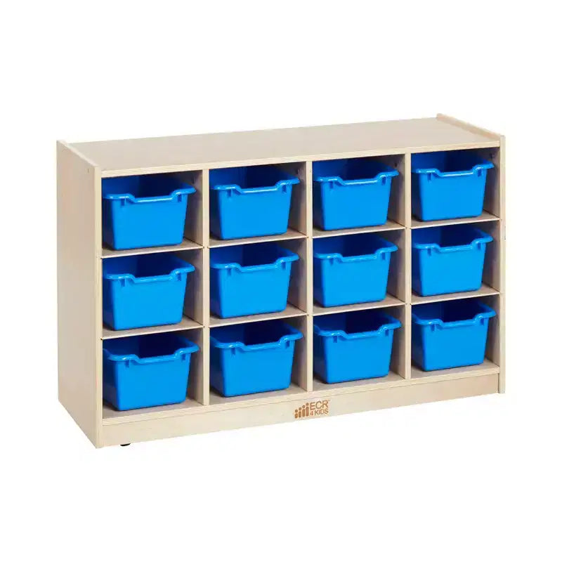 Mobiler Cubby-Schrank mit 15 offenen Behältern, 3x4, Kindermöbel