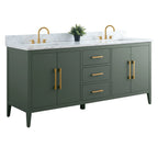 Vanity Art 72 Zoll Badezimmer-Waschtischunterschrank mit Doppelwaschbecken und Kunstmarmorplatte