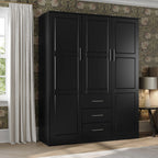 Palace Imports 100% Massivholz Cosmo Kleiderschrank mit 3 Türen mit Massivholz- oder Spiegeltüren