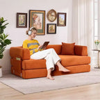 Schlafsofa, 78.8 5-in-1 Klappmatratze/Liegesofa, Stahlrahmen mit fester Form, Cord mit Kissen