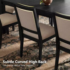 Modernes Esszimmer-Set – 80 Tisch + 6 gepolsterte Stühle, Massivholzrahmen, 180 kg Tischbelastbarkeit, einfache Montage