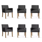 Set aus 6 gepolsterten Esszimmerstühlen mit Armlehnen, moderne Leinen-Sessel mit Holzbeinen, Akzentstühle für Esszimmer, Wohnzimmer - Panipeachy