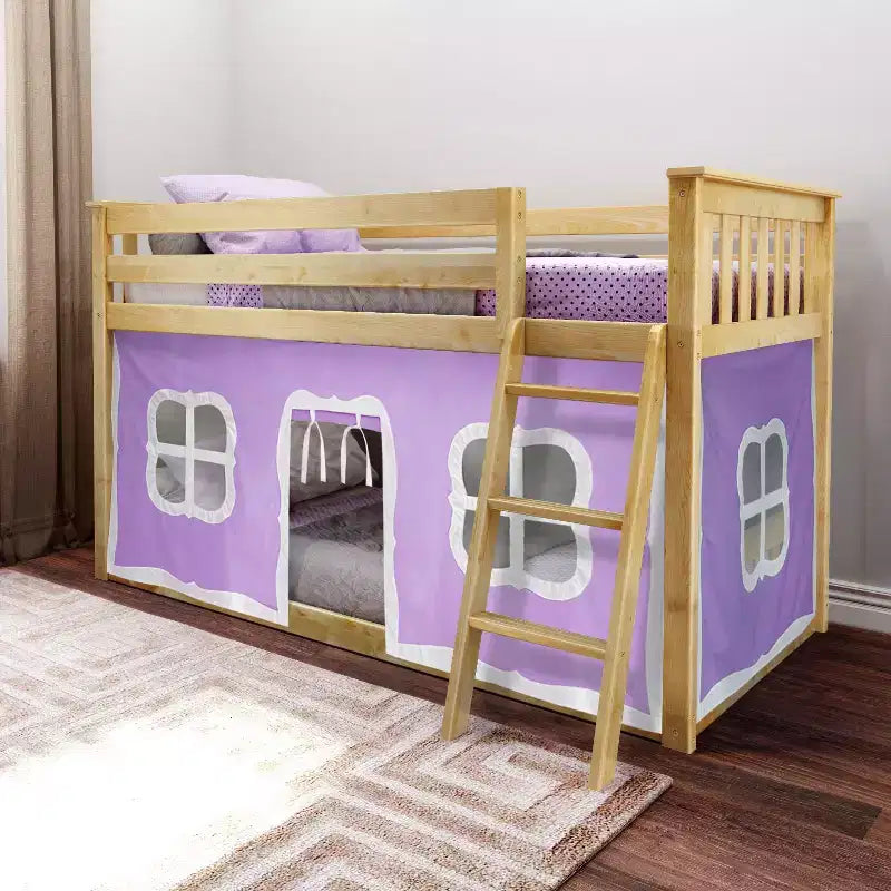 Max & Lily Twin-über-Twin Niedriges Etagenbett mit Vorhängen