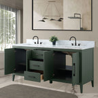 Vanity Art 72 Zoll Badezimmer-Waschtischunterschrank mit Doppelwaschbecken und Kunstmarmorplatte