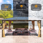 EROMMY Hardtop-Pavillon, Outdoor-Pergola mit Doppeldach & Netzen & Vorhängen, Hochleistungs-Canopy für Terrasse, Garten, Poolparty