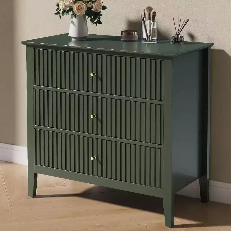 Heynemo Kommode mit 3 Schubladen, lackiert, 76 cm hoher Holz-Nachttisch mit Stauraum, breite moderne Kommode mit Kugelauszug