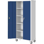71 Zoll Stahlschrank mit abschließbaren Türen und 4 verstellbaren Einlegeböden, robuster Metallschrank für Carport/Büro/Speisekammer, rostfreies Design