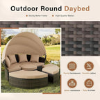 Nuon 4-teilige/5-teilige Outdoor-Garten-Sitzgruppe, Rattan-Tagesbett-Set mit Überdachung von Havenside Home