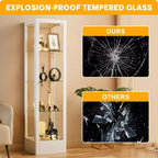 Bekrvio 4-stöckige Glasvitrine mit Schloss, 63 Vitrine mit Hartglastür und verstellbaren Einlegeböden