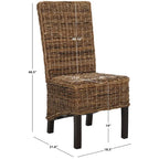 2er-Set Esszimmerstühle aus natürlichem Korbgeflecht 48B x 56T x 104H cm, Boho Coastal Stil