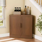 Dovelina Eckschrank mit verstellbaren Einlegeböden, Anrichte, Buffet, Weinschrank, Küchen- und Esszimmerschrank mit Holztüren – 31H x 31W, 36H x 31W