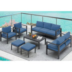 AECOJOY 7-teiliges Aluminium-Terrassenmöbel-Set Outdoor-Gesprächsgarnitur