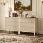 Heynemo Kommode mit 3 Schubladen, lackiert, 76 cm hoher Holz-Nachttisch mit Stauraum, breite moderne Kommode mit Kugelauszug